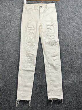 American Eagle Outfitters Jeans Womens 0 HIgh Rise Jegging Crop White Cotton